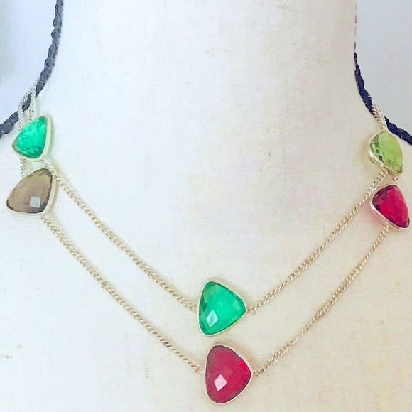 NEW! VIBRANT MULTICOLORED GLASS LONG 925 NECKLACE - Picture 5 of 7